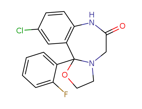 10-chloro-11b-(2-fluoro-phenyl)-2,3,7,11b-tetrahydro-benzo[<i>f</i>]oxazolo[3,2-<i>d</i>][1,4]diazepin-6-one