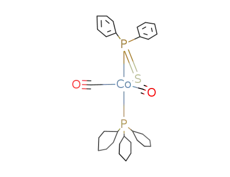Molecular Structure of 112792-50-4 (dicarbonyl(η2-diphenylthiophosphinito)(tricyclohexylphosphane)cobalt(I))