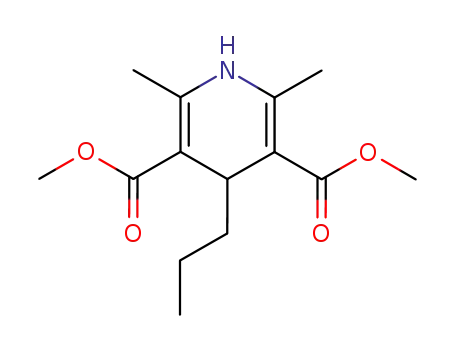 Molecular Structure of 70677-73-5 (3,5-Pyridinedicarboxylic acid, 1,4-dihydro-2,6-dimethyl-4-propyl-,
dimethyl ester)