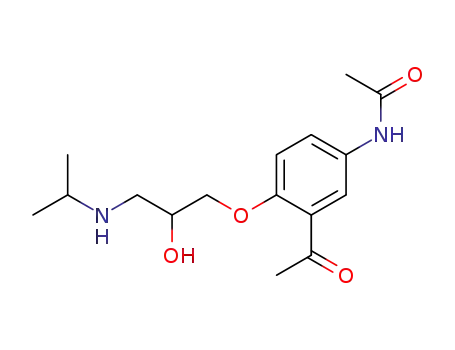Molecular Structure of 22568-64-5 ((±)-N-[3-acetyl-4-[2-hydroxy-3-[(1-methylethyl)amino]propoxy]phenyl]acetamide)