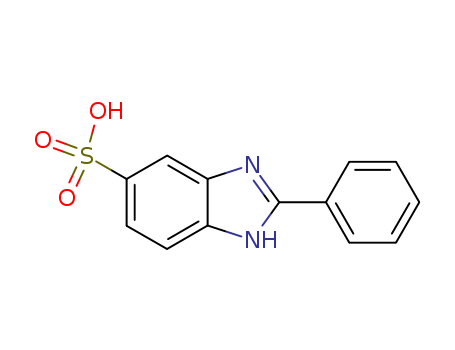 27503-81-7,2-Phenylbenzimidazole-5-sulfonic acid,1H-Benzimidazole-5-sulfonicacid, 2-phenyl- (9CI);5-Benzimidazolesulfonic acid, 2-phenyl- (8CI);2-Phenyl-5-sulfobenzimidazole;Phenylbenzimidazole sulfonic acid;Ensulizole;Eusolex 232;Neo Heliopan Hydro;Novantisol;Parsol HS;