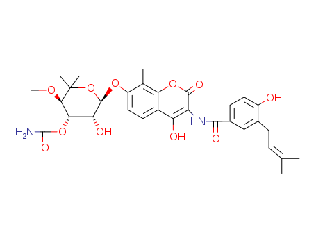 Benzamide,N-[7-[[3-O-(aminocarbonyl)-6-deoxy-5-C-methyl-4-O-methyl-a-L-lyxo-hexopyranosyl]oxy]-4-hydroxy-8-methyl-2-oxo-2H-1-benzopyran-3-yl]-4-hydroxy-3-(3-methyl-2-buten-1-yl)-
