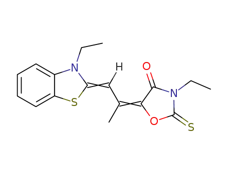 Molecular Structure of 3024-56-4 (3-ethyl-5-[2-(3-ethyl-(3H)-benzothiazol-2-ylidene)-1-methylethylidene]-2-thioxooxazolidine-4-one)