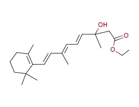 Molecular Structure of 115207-29-9 ((+/-)-7-hydroxy-3.7-dimethyl-1<i>t</i>-(2.2.6-trimethyl-cyclohexen-<sup>(6)</sup>-yl)-nonatrien-(1.3<i>t</i>.5<i>t</i>)-oic acid-<sup>(9)</sup>-ethyl ester)