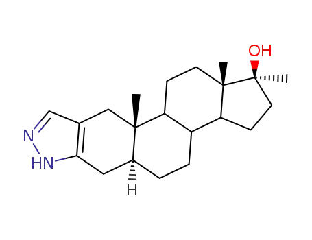 Molecular Structure of 22957-48-8 (2'H-Androst-2-eno[3,2-c]pyrazol-17-ol,17-methyl-, (17b)- (9CI))