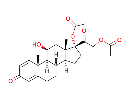 Molecular Structure of 17652-24-3 (Pregna-1,4-diene-3,20-dione, 17,21-bis(acetyloxy)-11-hydroxy-, (11beta)-)