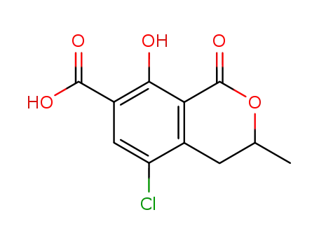 Molecular Structure of 16281-39-3 (5-CHLORO-3,4-DIHYDRO-8-HYDROXY-3-METHYL-1H-2-BENZOPYRAN-1-ONE-7-CARBOXYLIC ACID)