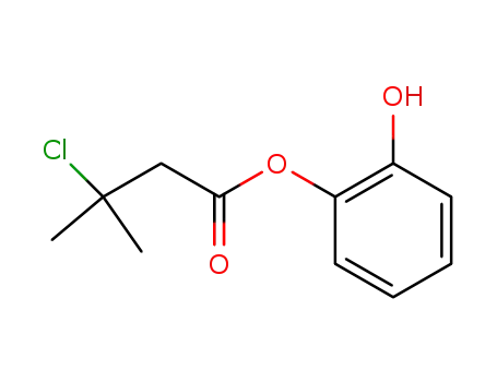 Molecular Structure of 110614-18-1 (Butanoic acid, 3-chloro-3-methyl-, 2-hydroxyphenyl ester)