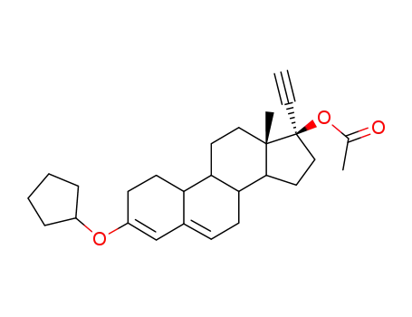 Molecular Structure of 3000-39-3 (3-(cyclopentyloxy)-19-nor-17alpha-pregna-3,5-dien-20-yn-17-yl acetate)