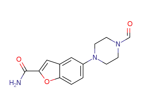Molecular Structure of 1602487-82-0 (5-(4-formylpiperazin-1-yl)-1-benzofuran-2-carboxamide)