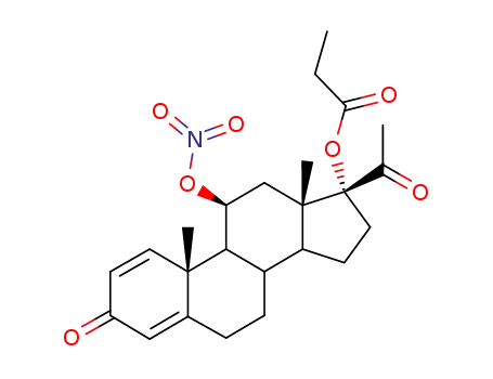 Molecular Structure of 23074-99-9 (11beta,17-dihydroxypregna-1,4-diene-3,20-dione 11-nitrate 17-propionate)