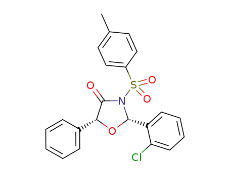 Molecular Structure of 1258406-85-7 ((2S,5R)-2-(2-chlorophenyl)-5-phenyl-3-tosyloxazolidin-4-one)