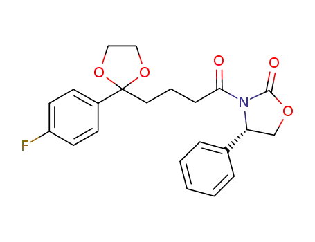 Molecular Structure of 942485-56-5 ((S)-3-{4-[2-(4-fluorophenyl)dioxolan-2-yl]butanoyl}-4-phenyl-oxazolidin-2-one)