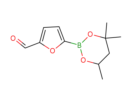 Molecular Structure of 1603976-11-9 (5-(4,4,6-trimethyl-1,3,2-dioxaborinan-2-yl)furan-2-carbaldehyde)