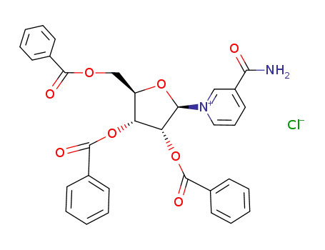 Molecular Structure of 122620-02-4 (3-carbamoyl-1-(tri-<i>O</i>-benzoyl-β-D-ribofuranosyl)-pyridinium; chloride)