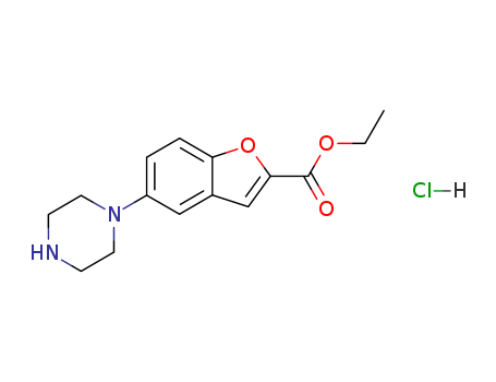 765935-67-9,5-(1-piperazinyl)-2-Benzofurancarboxylic acid ethyl ester Monohydrochloride,Ethyl 5-(piperazin-1-yl)benzofuran-2-carboxylate hydrochloride;2-Benzofurancarboxylic acid, 5-(1-piperazinyl)-, ethyl ester, monohydrochloride (9CI);