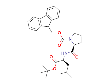 Molecular Structure of 82361-41-9 ((9H-fluoren-9-yl)methyl (S)-2-((S)-1-tert-butoxy-4-methyl-1-oxopentan-2-ylcarbamoyl)pyrrolidine-1-carboxylate)