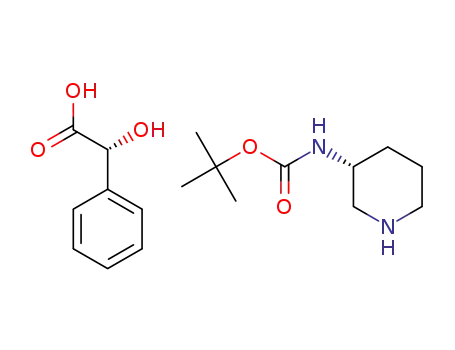 Molecular Structure of 1189160-63-1 (t-butyl (R)-piperidin-3-ylcarbamate R-mandelate)