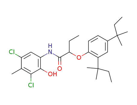 Molecular Structure of 31037-84-0 (2-[2,4-Bis(tert-pentyl)phenoxy]-N-(3,5-dichloro-2-hydroxy-p-tolyl)butyramide)