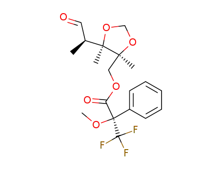 Molecular Structure of 146070-68-0 ((R)-3,3,3-Trifluoro-2-methoxy-2-phenyl-propionic acid (4S,5R)-4,5-dimethyl-5-((R)-1-methyl-2-oxo-ethyl)-[1,3]dioxolan-4-ylmethyl ester)