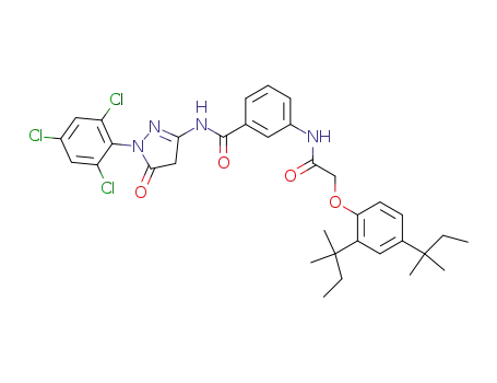 Molecular Structure of 31188-91-7 (3-(2-(2,4-Di-tert-pentylphenoxy)acetamido)-N-(5-oxo-1-(2,4,6-trichlorophenyl)-2-pyrazolin-3-yl)benzamide)