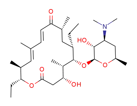 Molecular Structure of 59227-83-7 (12,12-O-Seco-13-deoxy-12,13-didehydro-20-deoxo-4'-deoxycirramycin A1)