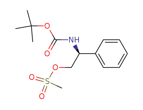 Molecular Structure of 110143-62-9 ((S)-(+)-<2-<(methylsulfonyl)oxy>-1-phenylethyl>carbamic acid 1,1-dimethylethyl ester)