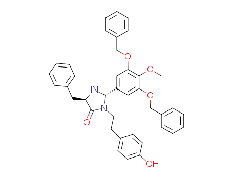 Molecular Structure of 722499-71-0 (4-Imidazolidinone,
3-[2-(4-hydroxyphenyl)ethyl]-2-[4-methoxy-3,5-bis(phenylmethoxy)phenyl
]-5-(phenylmethyl)-, (2S,5R)-)