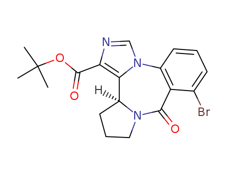 84379-13-5,Bretazenil,9H-Imidazo[1,5-a]pyrrolo[2,1-c][1,4]benzodiazepine-1-carboxylicacid, 8-bromo-11,12,13,13a-tetrahydro-9-oxo-, 1,1-dimethylethyl ester, (S)-;9H-Imidazo[1,5-a]pyrrolo[2,1-c][1,4]benzodiazepine-1-carboxylic acid, 8-bromo-11,12,13,13a-tetrahydro-9-oxo-, 1,1-dimethylethyl ester, (13aS)-;Ro 16-6028;Ro 16-6028/000;tert-Butyl (13aS)-8-bromo-9-oxo-11,12,13,13a-tetrahydro-9H-imidazo[1,5-a]pyrrolo[2,1-c][1,4]benzodiazepine-1-carboxylate;8-Bromo-7-oxo-3b,4,5,6-tetrahydro-7H-2,6a,11b-triaza-benzo[g]cyclopenta[e]azulene-3-carboxylic acid tert-butyl ester;