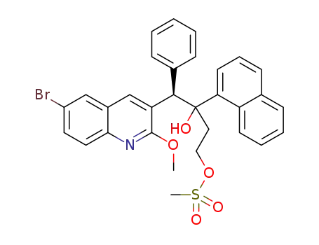Molecular Structure of 1298044-33-3 ((4R)-4-(6-bromo-2-methoxyquinolin-3-yl)-3-hydroxy-3-(naphthalen-1-yl)-4-phenylbutyl methanesulfonate)