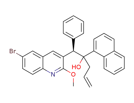 Molecular Structure of 1298044-27-5 ((1R)-1-(6-bromo-2-methoxyquinolin-3-yl)-2-(naphthalen-1-yl)-1-phenylpent-4-en-2-ol)