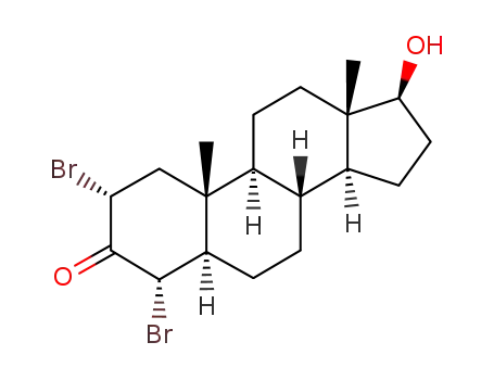 Molecular Structure of 119369-73-2 (2α,4α-dibromo-17β-hydroxy-5α-androstan-3-one)
