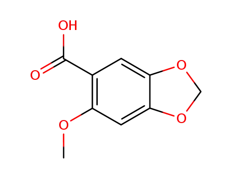 Molecular Structure of 7168-93-6 (6-Methoxy-1,3-benzodioxole-5-carboxylic acid)