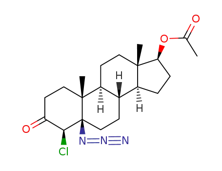 Molecular Structure of 18586-71-5 (4β-Chlor-5β-azido-androstanol-17β-on-3-acetat)
