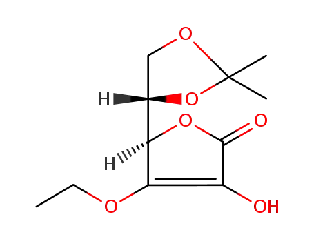 Molecular Structure of 86404-03-7 ((R)-5-((S)-2,2-dimethyl-1,3-dioxolan-4-yl)-4-ethoxy-3-hydroxyfuran-2(5H)-one)