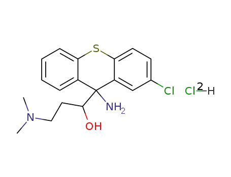 Molecular Structure of 77602-80-3 (9-amino-2-chloro-9-(1-hydroxy-3-dimethylaminopropyl)thioxanthene dihydrochloride)
