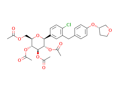 (1S)-1,5-anhydro-2,3,4,6-tetra-O-acteyl-1-C-[4-chloro-3-[[4-[[(3S)-tetrahydrofu-ran-3-yl]oxy]phenyl] methyl]phenyl]-D-Glucitol