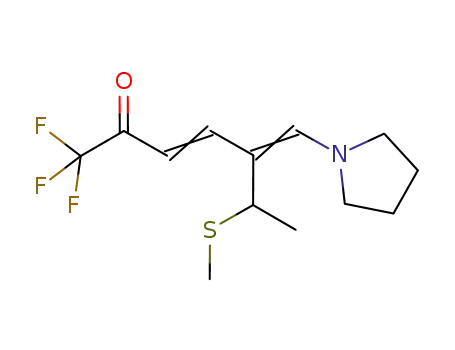 Molecular Structure of 1380070-36-9 (1,1,1-trifluoro-6-(methylthio)-5-(pyrrolidine-1-ylmethylene)hept-3-en-2-one)