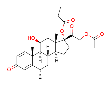 Pregna-1,4-diene-3,20-dione,21-(acetyloxy)-11-hydroxy-6-methyl-17-(1-oxopropoxy)-, (6a,11b)-