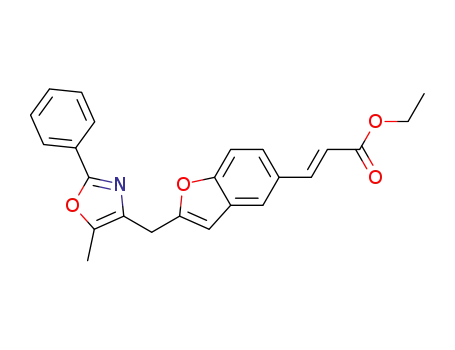 Molecular Structure of 159017-57-9 (ethyl (E)-3-[2-(5-methyl-2-phenyl-4-oxazolylmethyl)benzofuran-5-yl]acrylate)
