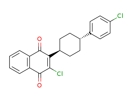 Molecular Structure of 153977-22-1 (trans-2-Chloro-3-[4-(4-chlorophenyl)cyclohexyl]-1,4-naphthalenedione)