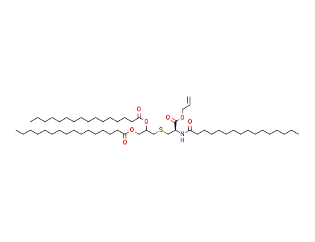 Molecular Structure of 1610431-29-2 (3-((R)-3-(allyloxy)-3-oxo-2-palmitamidopropylthio)propane-1,2-diyl dipalmitate)