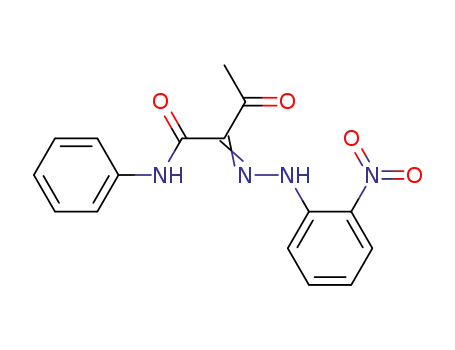 Molecular Structure of 64469-03-0 (Butanamide, 2-[(2-nitrophenyl)hydrazono]-3-oxo-N-phenyl-)