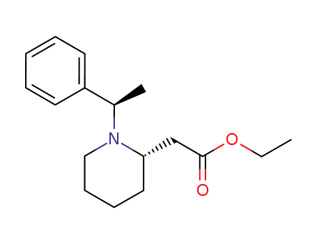 Molecular Structure of 773070-58-9 (ethyl {(2S)-1-[(1R)-1-phenylethyl]piperidin-2-yl}acetate)