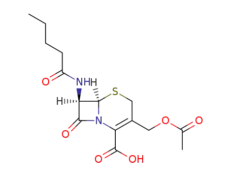 Molecular Structure of 3595-18-4 ((6<i>R</i>)-3-acetoxymethyl-8-oxo-7<i>t</i>-pentanoylamino-(6<i>r</i><i>H</i>)-5-thia-1-aza-bicyclo[4.2.0]oct-2-ene-2-carboxylic acid)