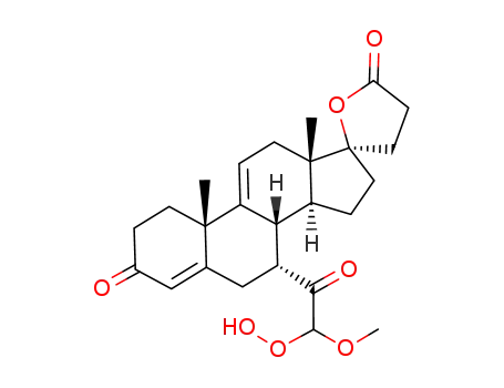 Molecular Structure of 610785-44-9 (17β-hydroxy-7α-(2'-hydroperoxy-2'-methoxyacetyl)-pregna-4,9(11)-dien-3-one-21-carboxylic acid γ-lactone)