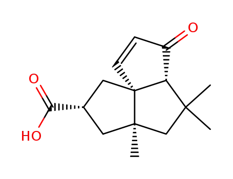 Molecular Structure of 95122-04-6 ((2S,3aR,5aR,8aR)-3a,5,5-Trimethyl-6-oxo-1,2,3,3a,4,5,5a,6-octahydro-cyclopenta[c]pentalene-2-carboxylic acid)