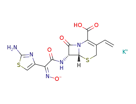 Molecular Structure of 91832-41-6 (potassium syn-7-[2-(2-aminothiazol-4-yl)-2-hydroxyiminoacetamido]-3-vinyl-3-cephem-4-carboxylate)
