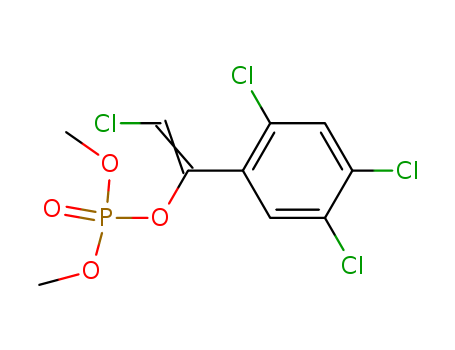961-11-5,Tetrachlorvinphos,Phosphoricacid, 2-chloro-1-(2,4,5-trichlorophenyl)vinyl dimethyl ester (7CI,8CI);Benzylalcohol, 2,4,5-trichloro-a-(chloromethylene)-, dimethyl phosphate (8CI);2-Chloro-1-(2,4,5-trichlorophenyl)vinyl dimethyl phosphate;Dimethyl2,4,5-trichloro-a-(chloromethylene)benzylphosphate;Dimethyl-1-(2,4,5-trichlorophenyl)-2-chlorovinyl phosphate;IPO 8;