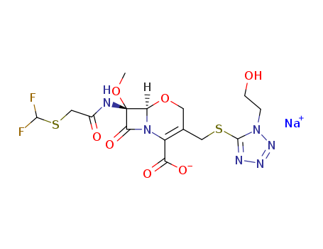 5-Oxa-1-azabicyclo[4.2.0]oct-2-ene-2-carboxylicacid,7-[[[(difluoromethyl)thio]acetyl]amino]-3-[[[1-(2-hydroxyethyl)-1H-tetrazol-5-yl]thio]methyl]-7-methoxy-8-oxo-,sodium salt (1:1), (6R,7R)-